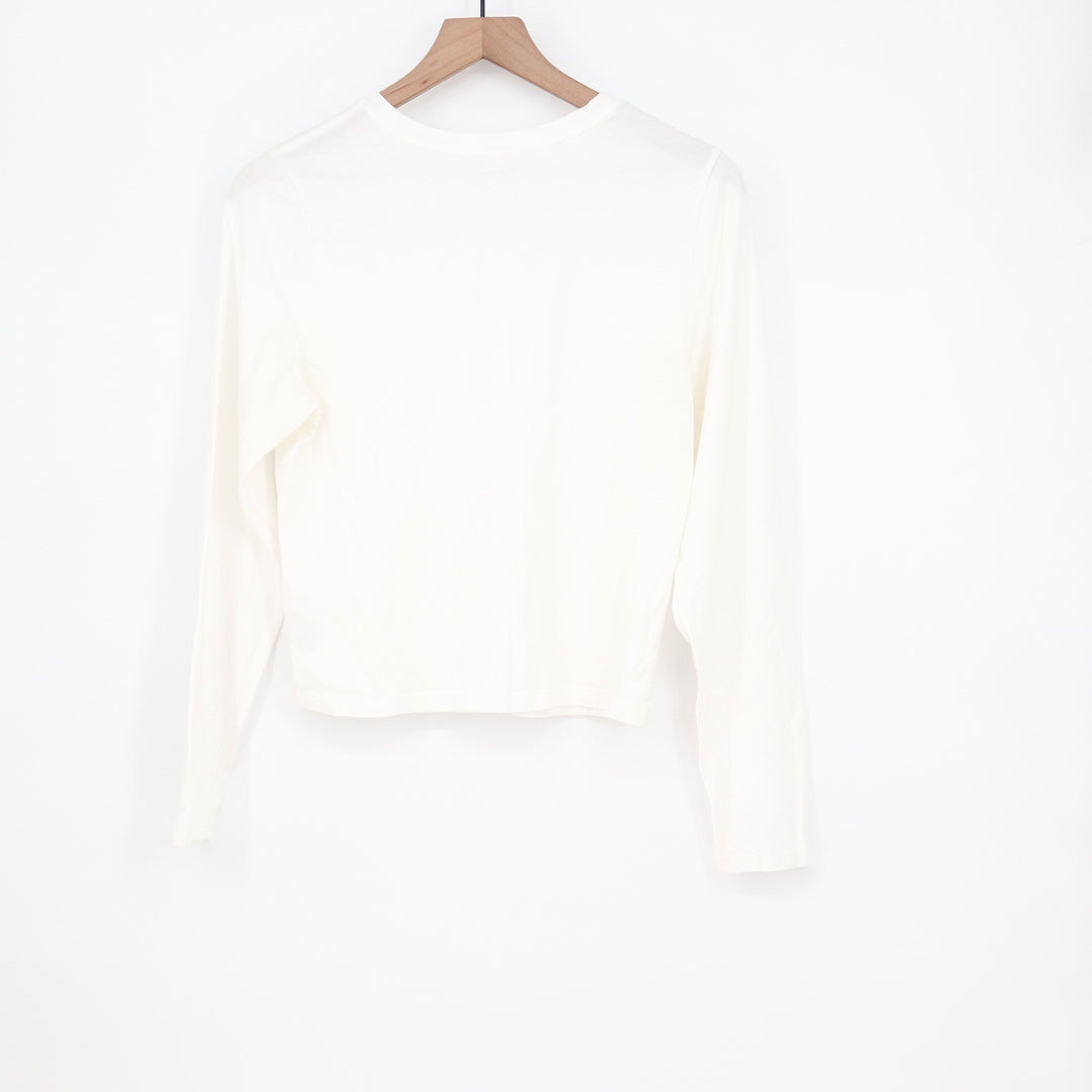 Old Navy Bestee White Long Sleeve Crew Neck Cotton Modal T-Shirt Large KLD 4271