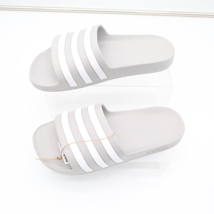 Adidas Adilette Aqua Slide Unisex US M7/W8 Gray White Striped Slip On Sandals