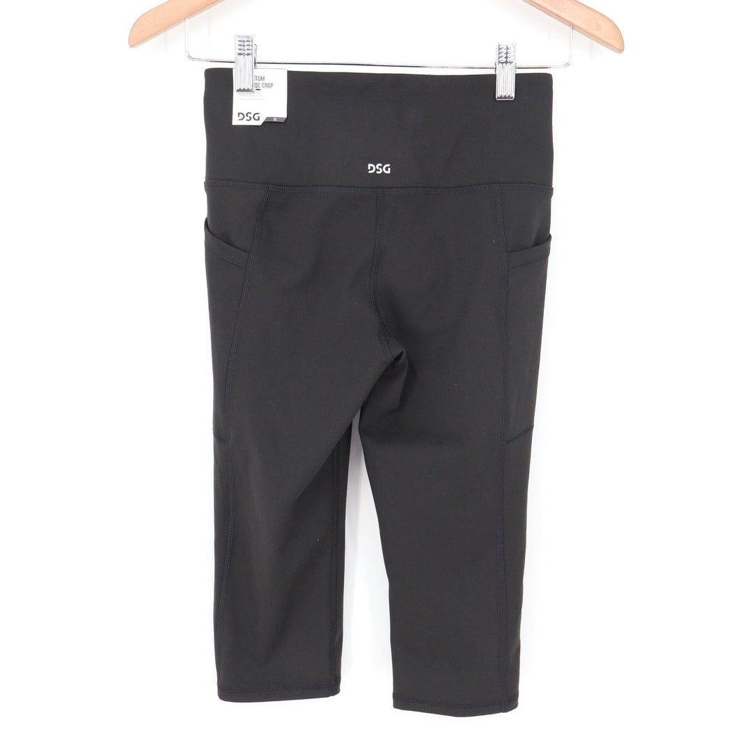 DSG Momentum Crop Leggings Womens XS Pure Black High Rise Pockets