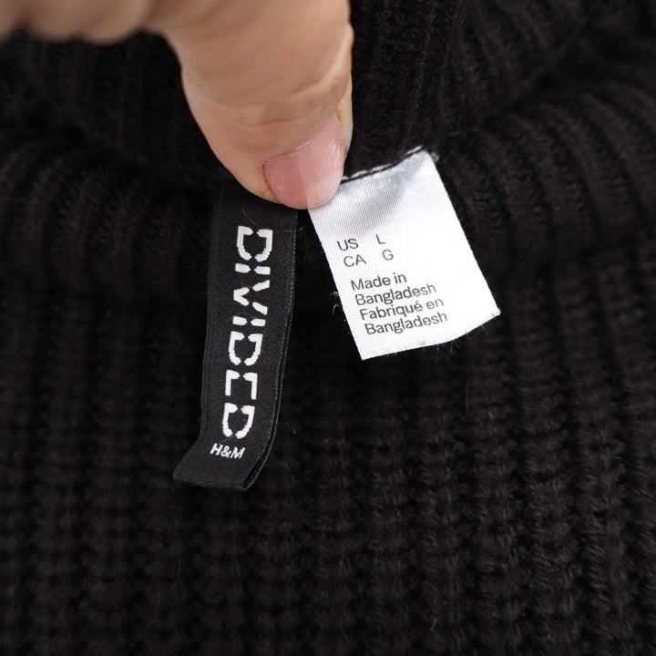 H&M Divided Womens Black Ribbed Mock Neck Cropped Sweater Large