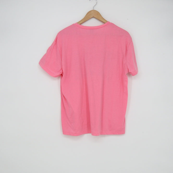 SHEIN Aloha Graphic T-Shirt Pink Blue Distressed Varsity Hibiscus XS