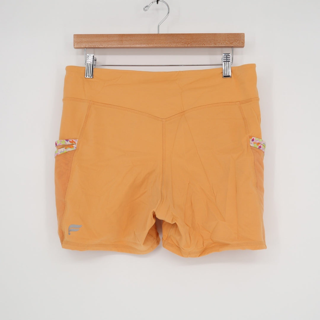Fabletics Trinity Motion365 Athletic Shorts Womens S Orange Stretch Mid Rise