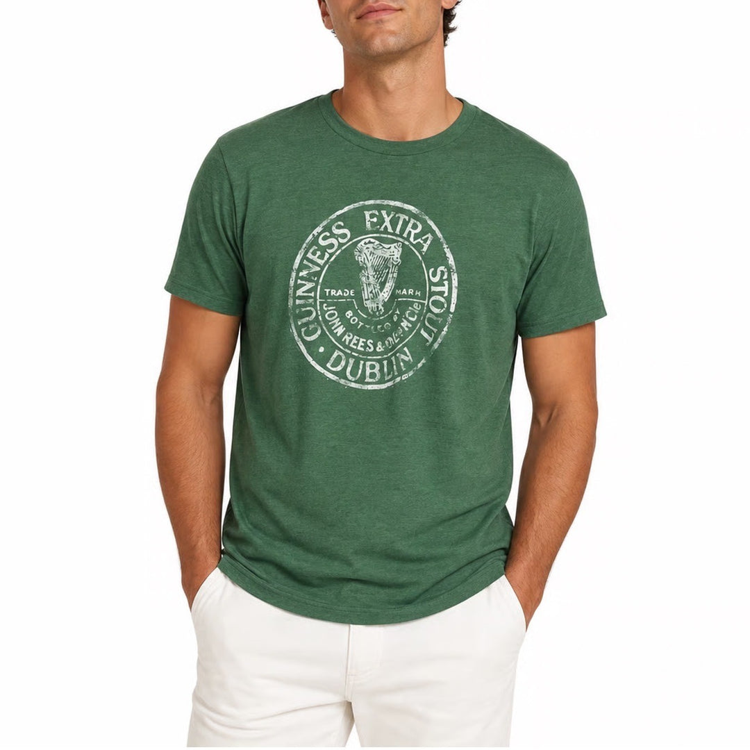 Guinness Extra Stout Dublin Graphic T-Shirt Mens Large Green Heathered Tee