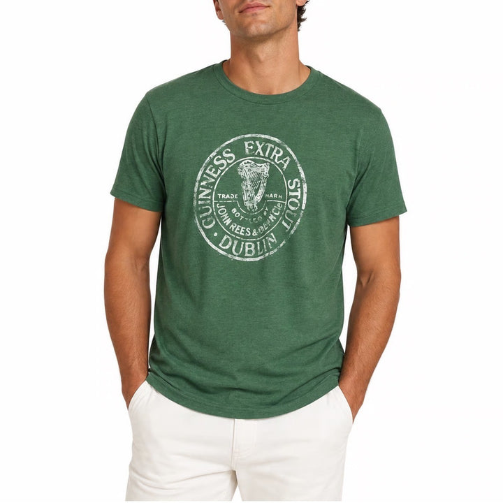 Guinness Extra Stout Dublin Graphic T-Shirt Mens Large Green Heathered Tee