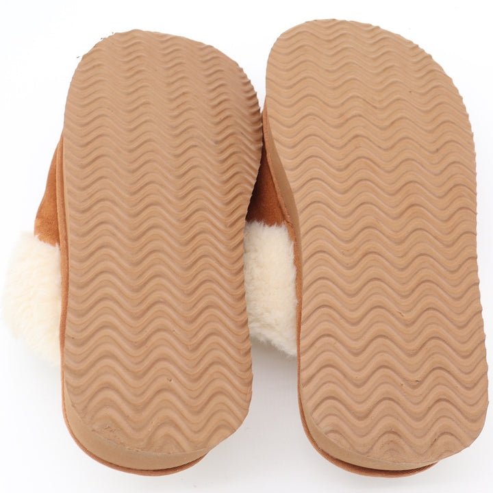 Chestnut Faux Suede Platform Slippers Faux Fur Lined Mule Clogs Women Size 9