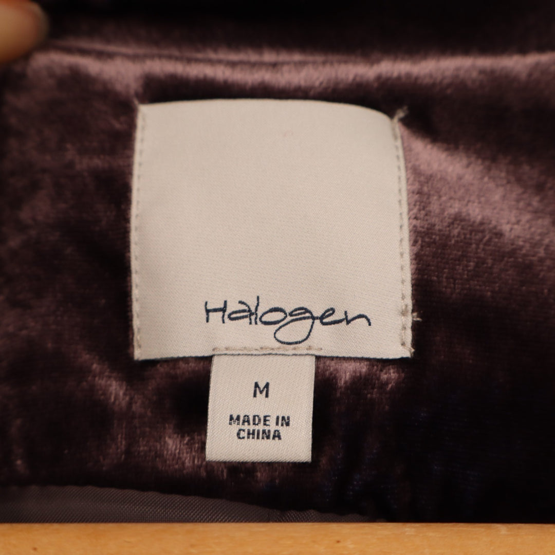 Halogen Velvet Blazer Jacket Womens Medium Brown Notch Lapel Single Breasted