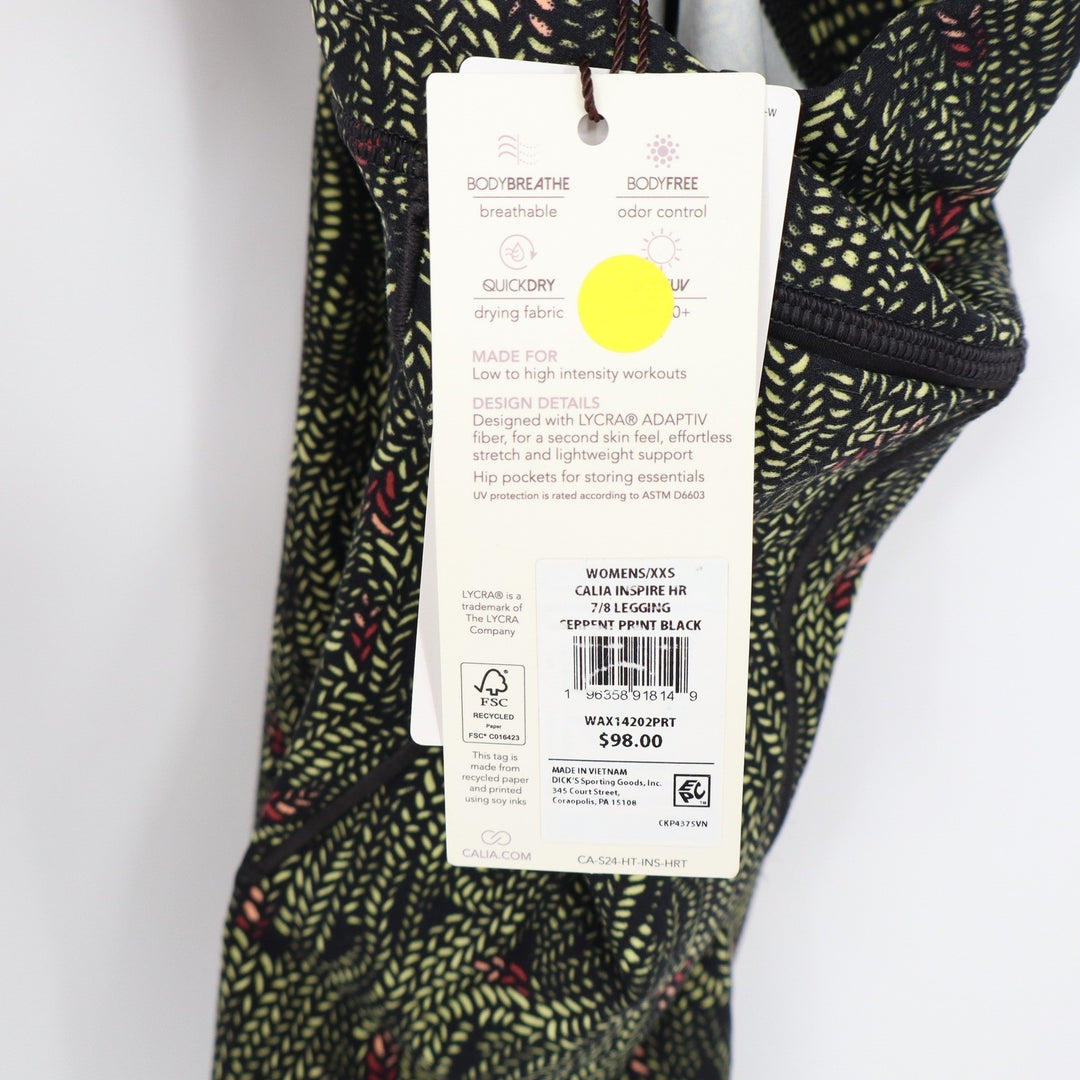Calia Inspire High Rise 7/8 Leggings Serpent Print Black XXS