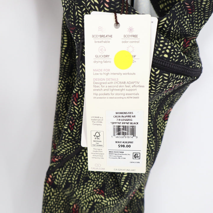 Calia Inspire High Rise 7/8 Leggings Serpent Print Black XXS