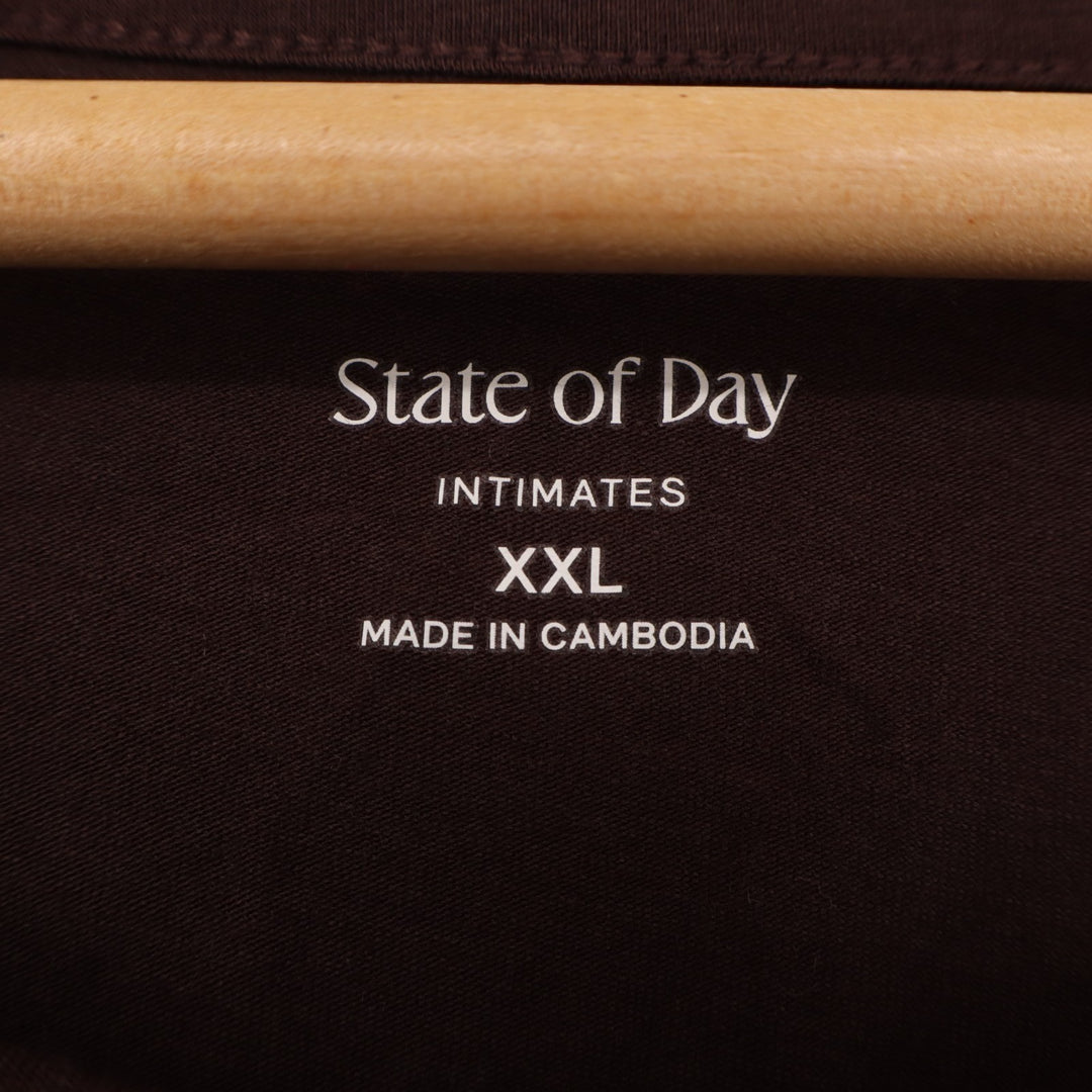 State Of Day Intimates 2-PC Pajamas Set Women 2XL Brown Cotton Stretch Crew Neck