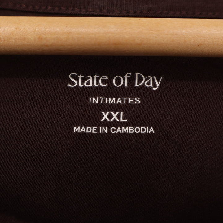 State Of Day Intimates 2-PC Pajamas Set Women 2XL Brown Cotton Stretch Crew Neck