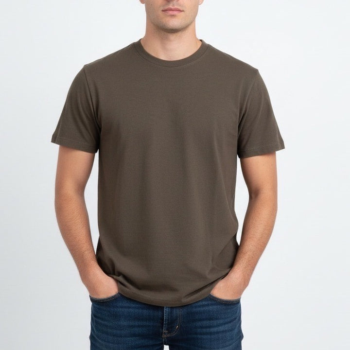 AMERICAN GIANT T Shirt Brown Crew Neck Basic Essential Made in USA Size S