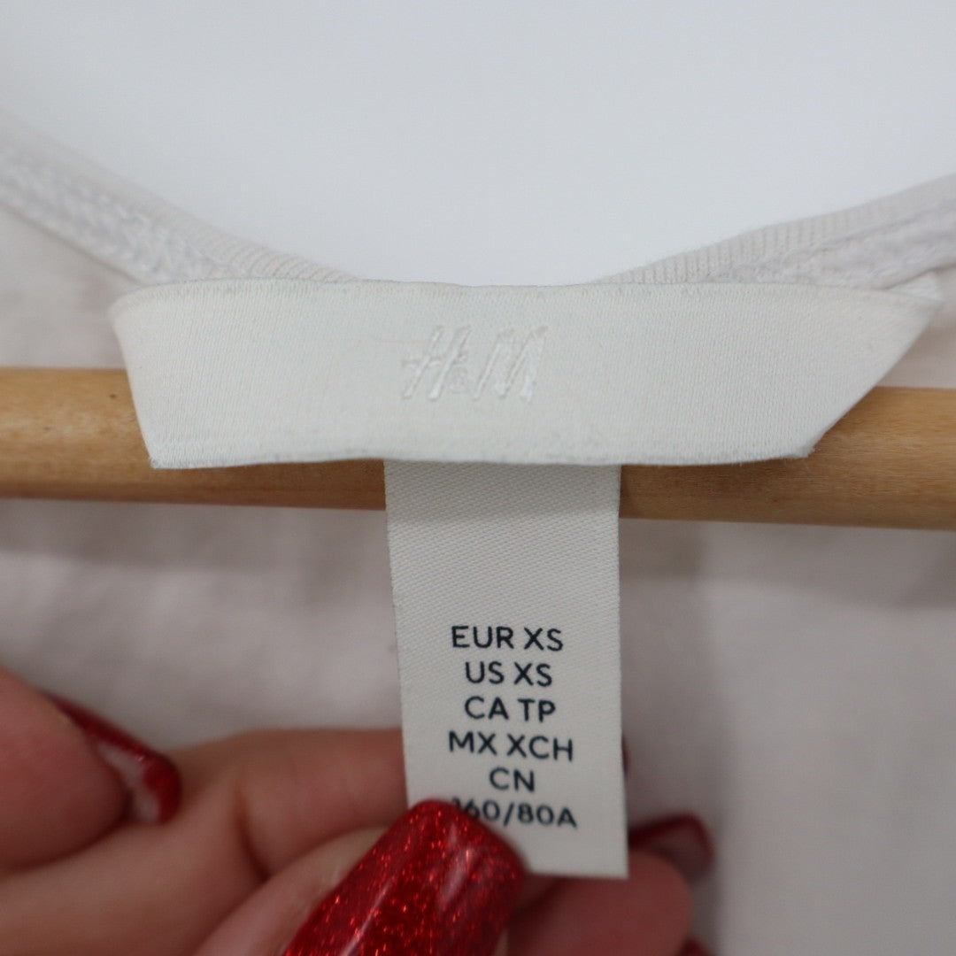 H&M Tank Top Womes XS White Cotton Stretch Scoop Neck Athletic Performance Wear