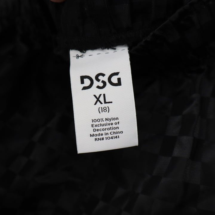 DSG Boys XL 18 Woven Soccer Shorts Pure Black Checkered Athletic NEW
