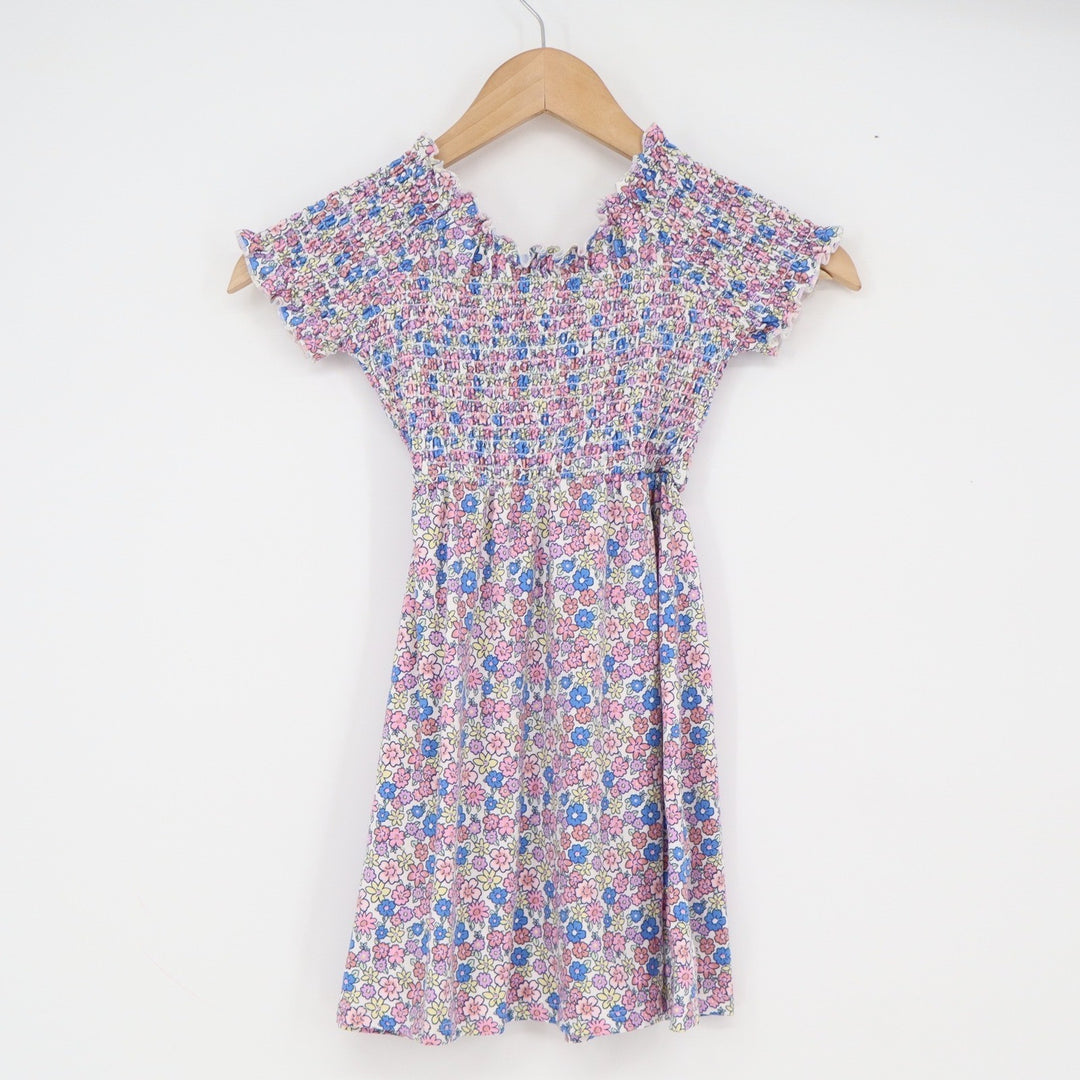 Paisley Lane Girls Floral Smocked Bodice Dress Size 6 Pink Blue Yellow