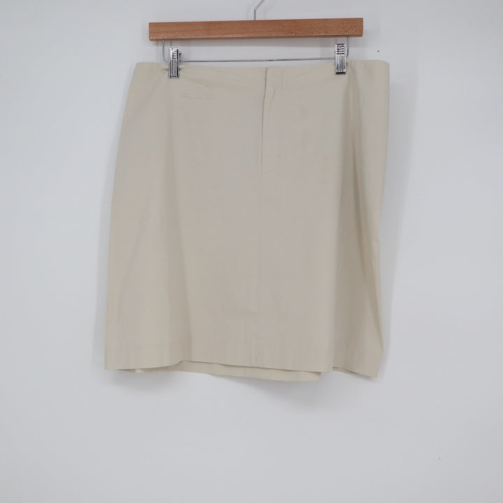 Banana Republic Stretch Beige Cotton Pencil Skirt Size 14 Side Zip Knee Length