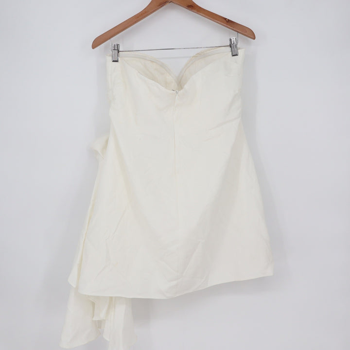 Showpo Betsy White Strapless Draped Rose Mini Dress Size 12 SD24090153