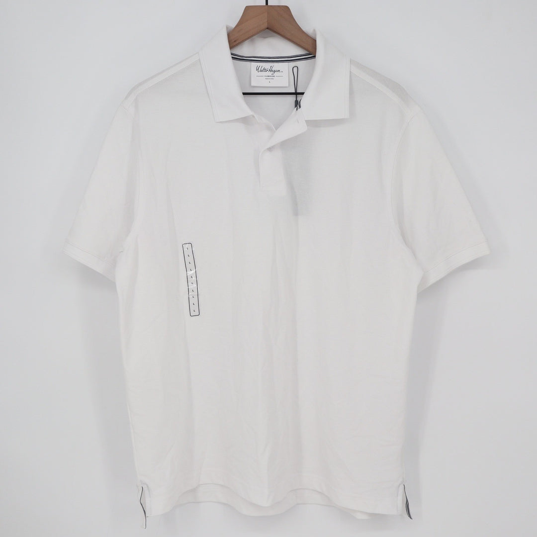 Walter Hagen Mens Clubhouse Solid Pique Polo White Short Sleeve Shirt Size L NEW