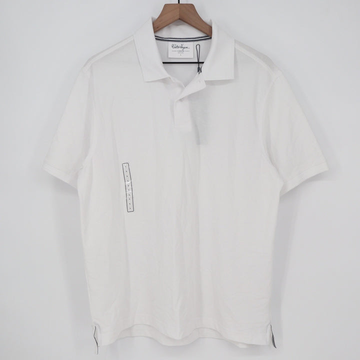 Walter Hagen Mens Clubhouse Solid Pique Polo White Short Sleeve Shirt Size L NEW