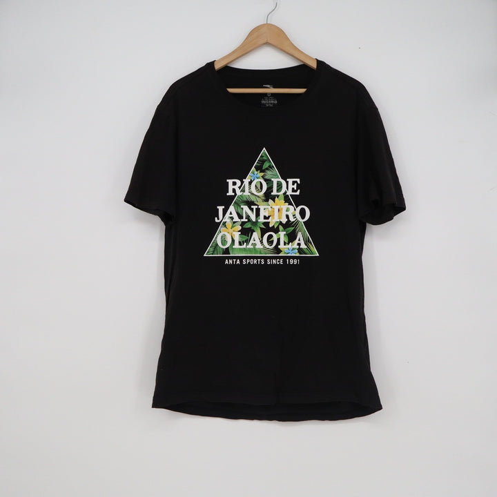 Anta Sports Mens Rio De Janeiro Olaola Graphic T-Shirt Black XL