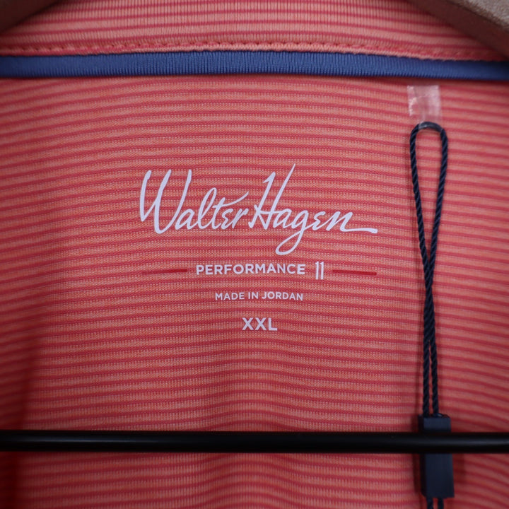 Walter Hagen Mens P11 Championship Stripe Polo Pink Peach XXL NEW