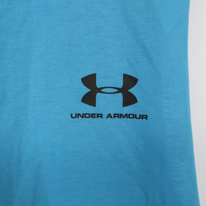 Under Armour Mens Left Chest Cut Off Tank Blue Muscle Tee Large