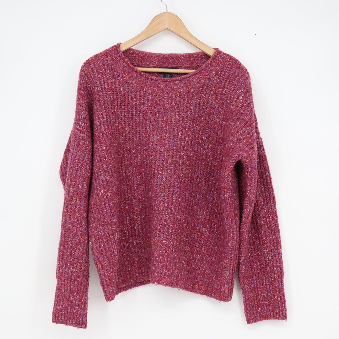 Rachel Rachel Roy Pink Purple Marled Chunky Knit Crew Neck Sweater Womens Medium
