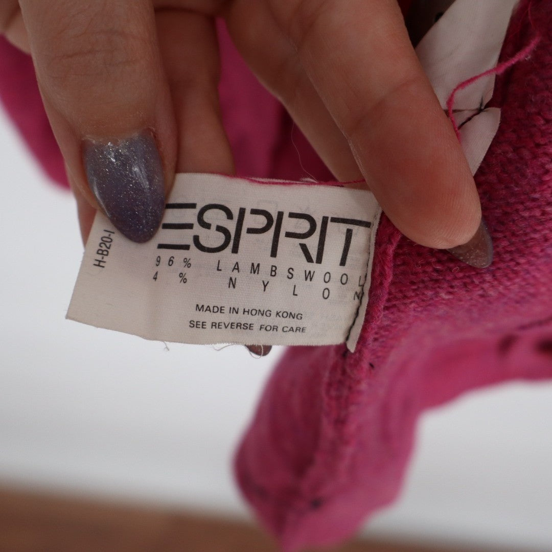 Esprit Cardigan Sweater Womens Pink wool Front Pockets Long Sleeve Winter Wear