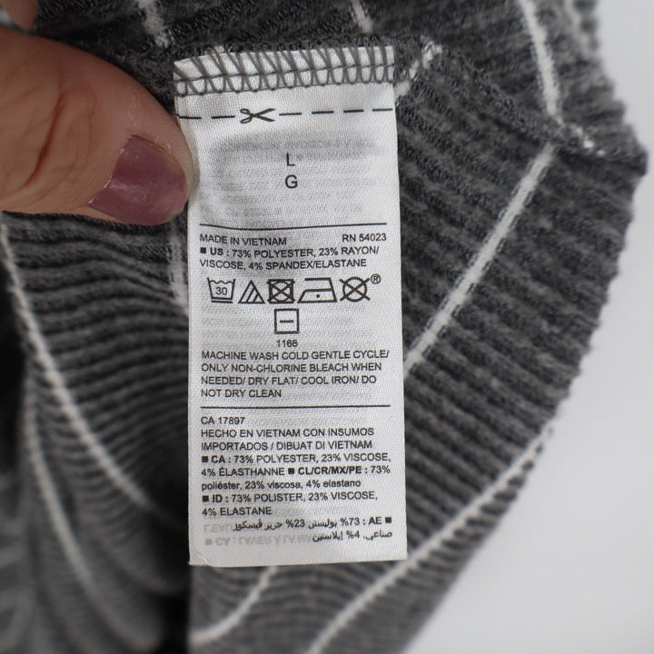 Old Navy Womens Grey White Striped Ribbed Button Front V-Neck Midi Dress Large