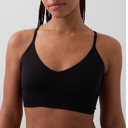 Gapbody Seamless Bralette Bra Womens XL Black Stretch V-Neck Adjustable Strap