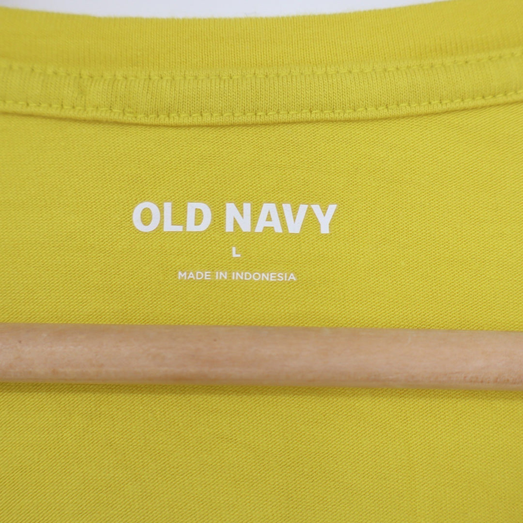 Old Navy Womens Yellow Short Sleeve Crew Neck Cotton Modal Blend Tee Size L