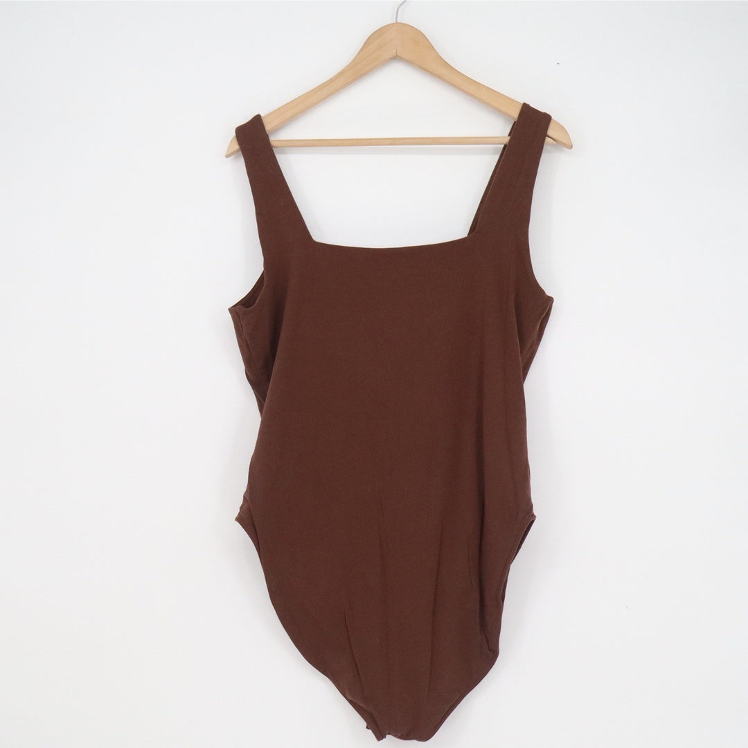 Old Navy Womens XL Brown Square Neck Sleeveless Cotton Stretch Bodysuit
