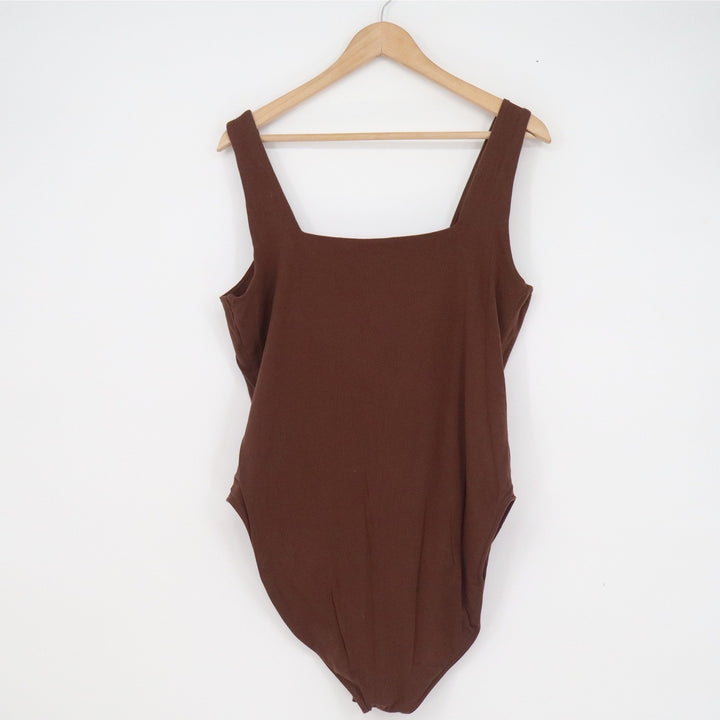 Old Navy Womens XL Brown Square Neck Sleeveless Cotton Stretch Bodysuit