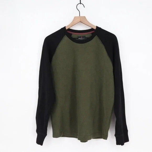 American Giant French Rib T-Shirt Mens XL Green Black Colorblock Raglan Sleeve