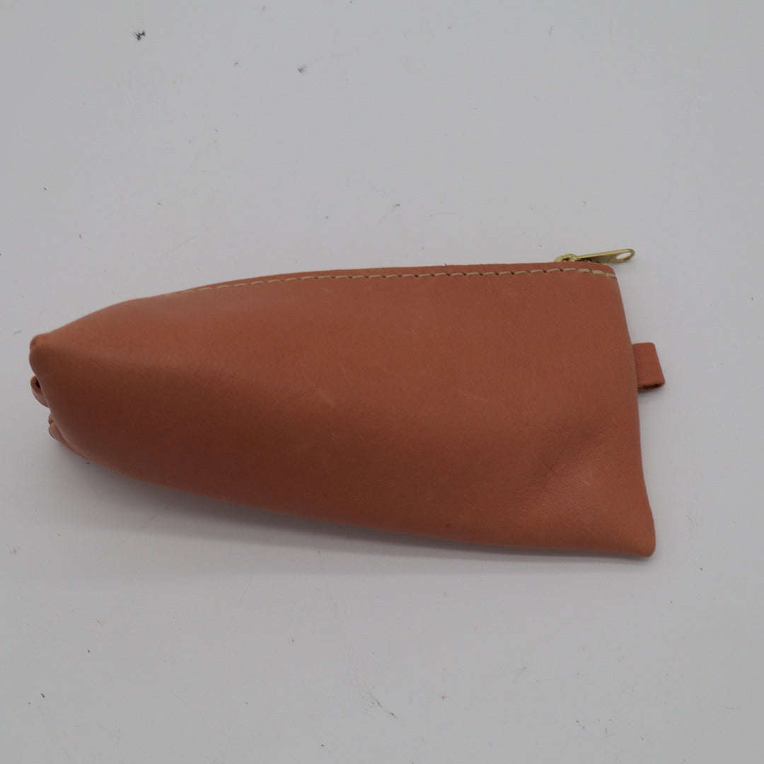 Portland Leather Goods Small Makeup Pouch Pencil Case Terracotta Brown Leather