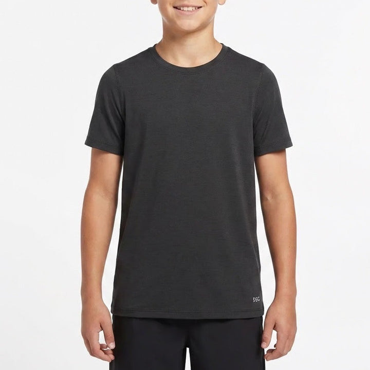DSG Boys Movement Tee Pure Black Short Sleeve Athletic Shirt S 8-9 NEW