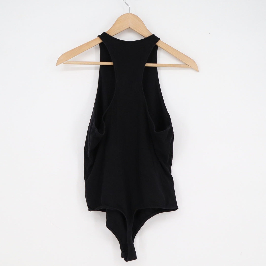 Express One Eleven Black High Neck Halter Racerback Bodysuit Large L