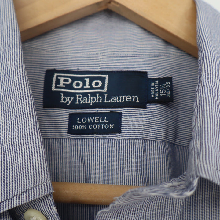 Polo Ralph Lauren Button-Down Mens 15.5 34/35 Lowell Blue Micro-Stripe Excellent