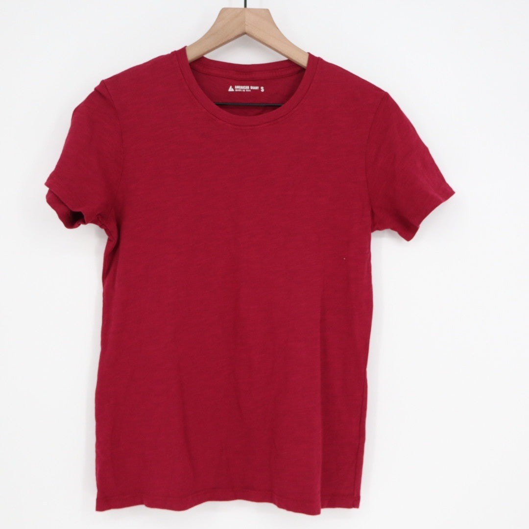 AMERICAN GIANT Crew Neck T Shirt Red Short Sleeve Made USA Women's Size S