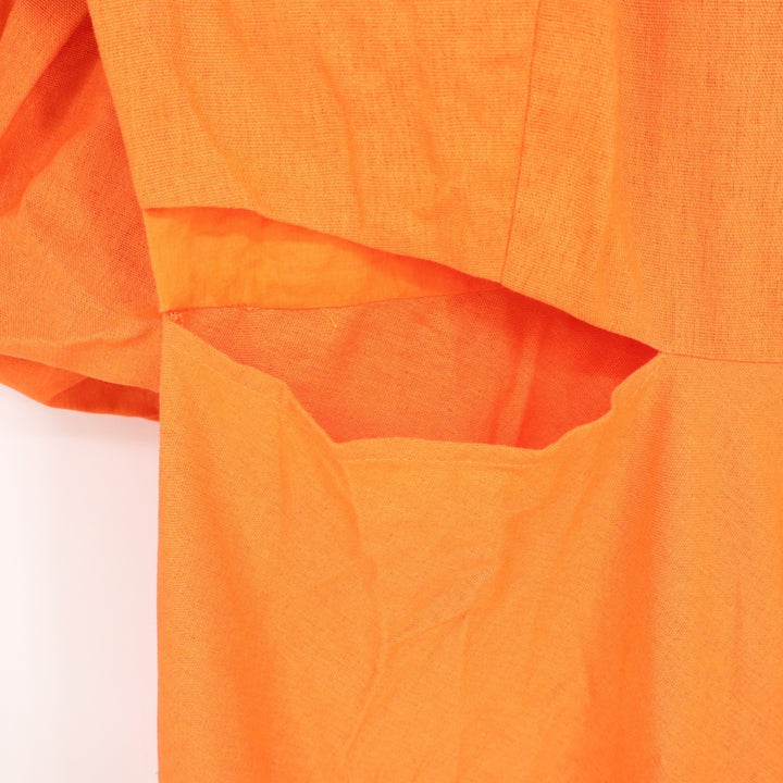 Showpo Rhyne Midi Dress Papaya Orange Asymmetric Puff Sleeve Cut Out US 16 NEW