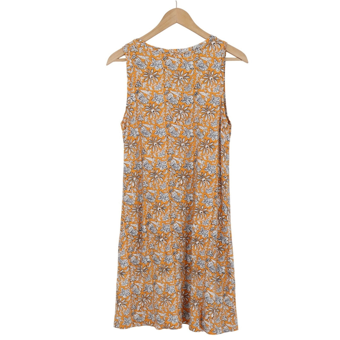 Loft Outlet Orange Floral Sleeveless Swing Mini Dress Womens Medium