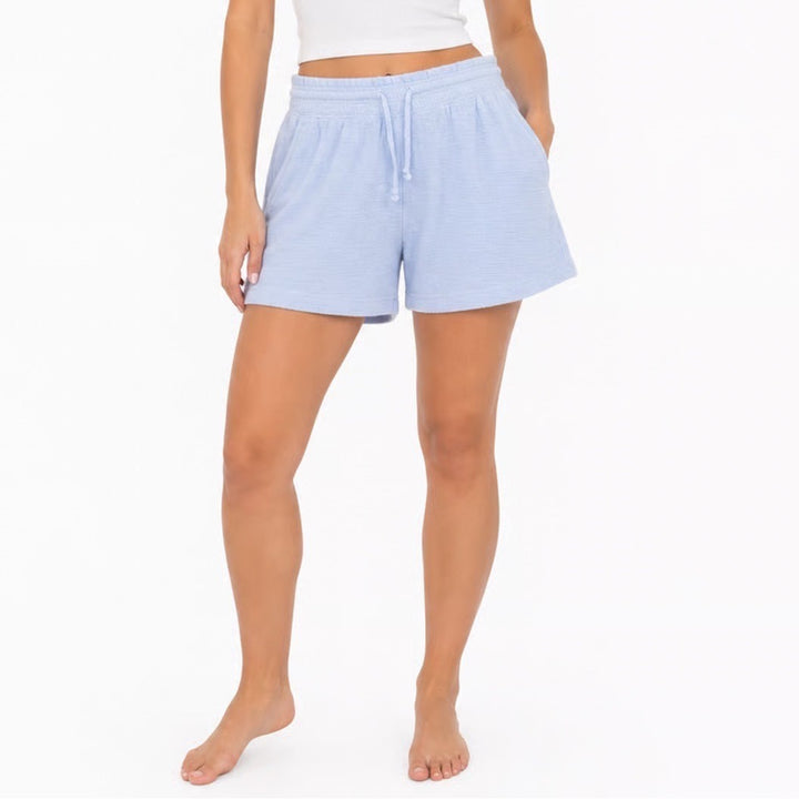 Aerie Womens Light Blue Textured Lounge Shorts Size S Small Drawstring Elastic