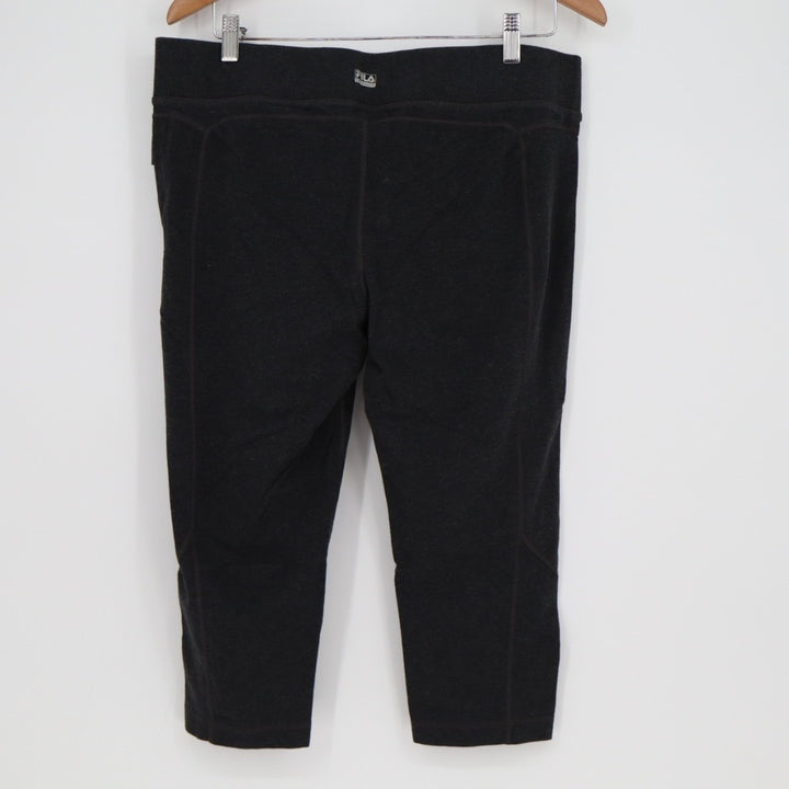 Fila Sport Capri Leggings Women XL Black Stretch Cotton Elastic Waist Activewear