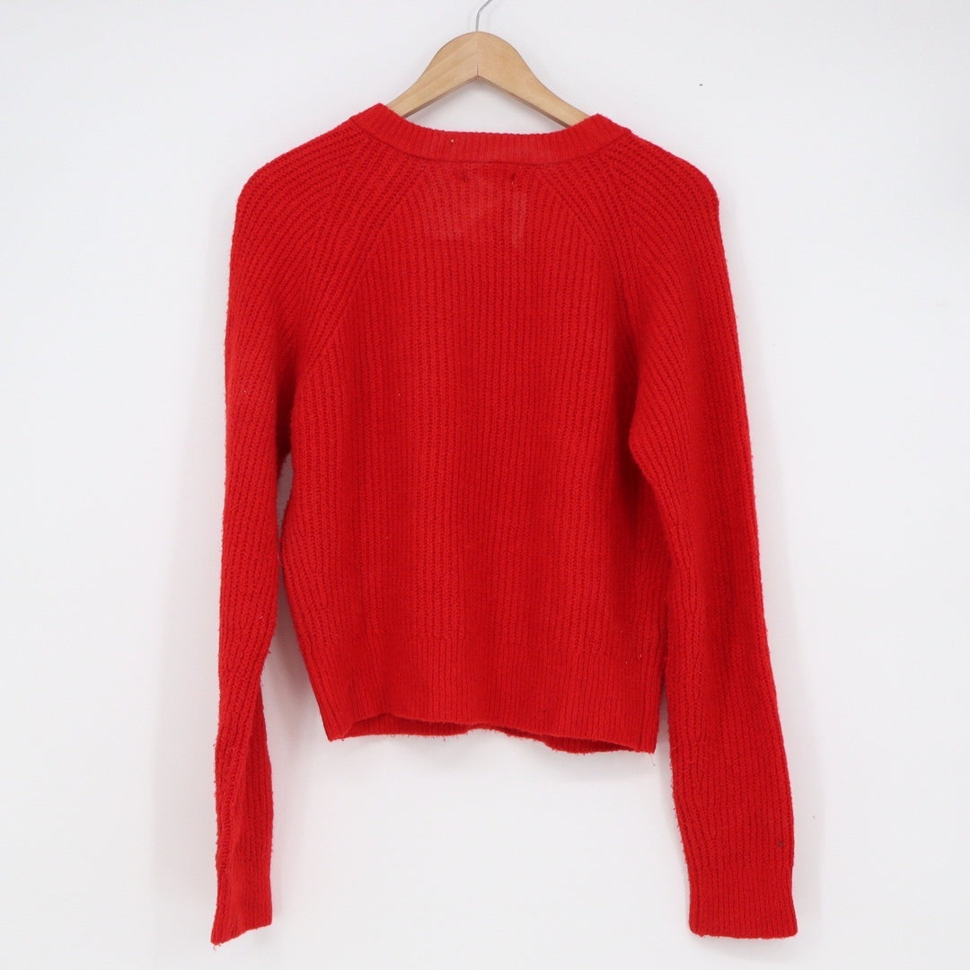 Universal Thread Red Shaker Stitch Cardigan Sweater Button Front Crew Neck Large