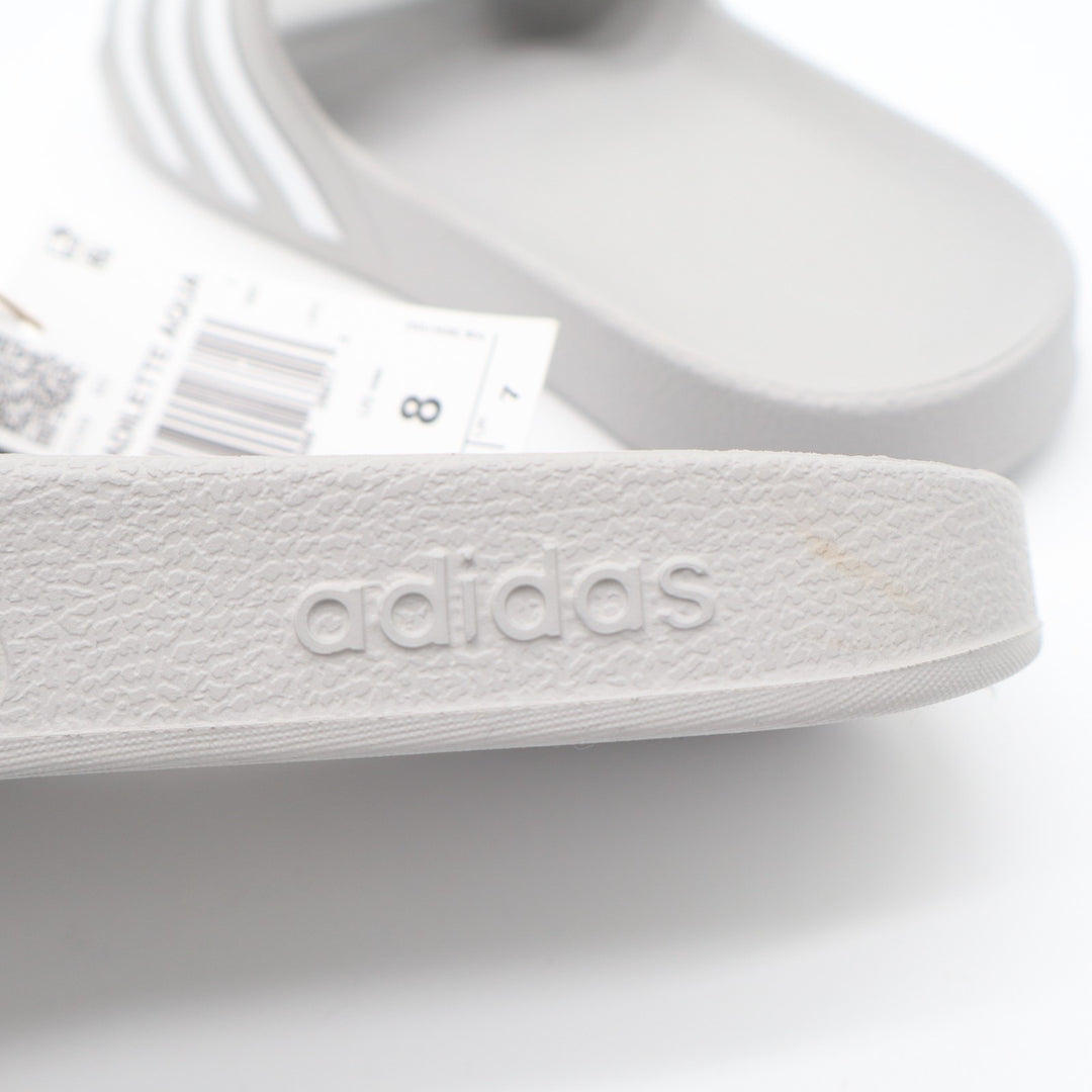 Adidas Adilette Aqua Slide Unisex US M7/W8 Gray White Striped Slip On Sandals