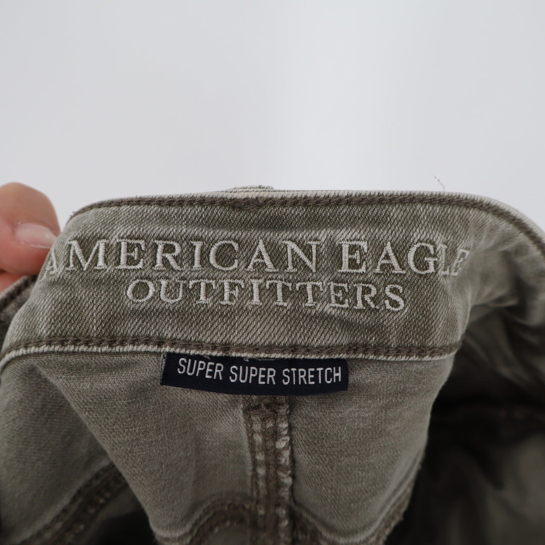 American Eagle Olive Green Super Super Stretch Raw Hem Denim Shorts Size 6