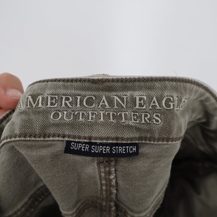 American Eagle Olive Green Super Super Stretch Raw Hem Denim Shorts Size 6