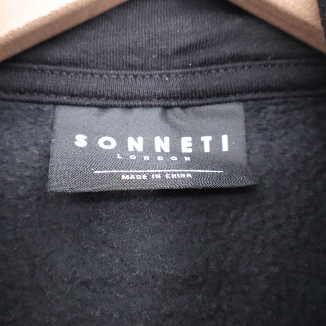 Sonneti London Mens Black Pullover Hoodie Logo Sweatshirt L