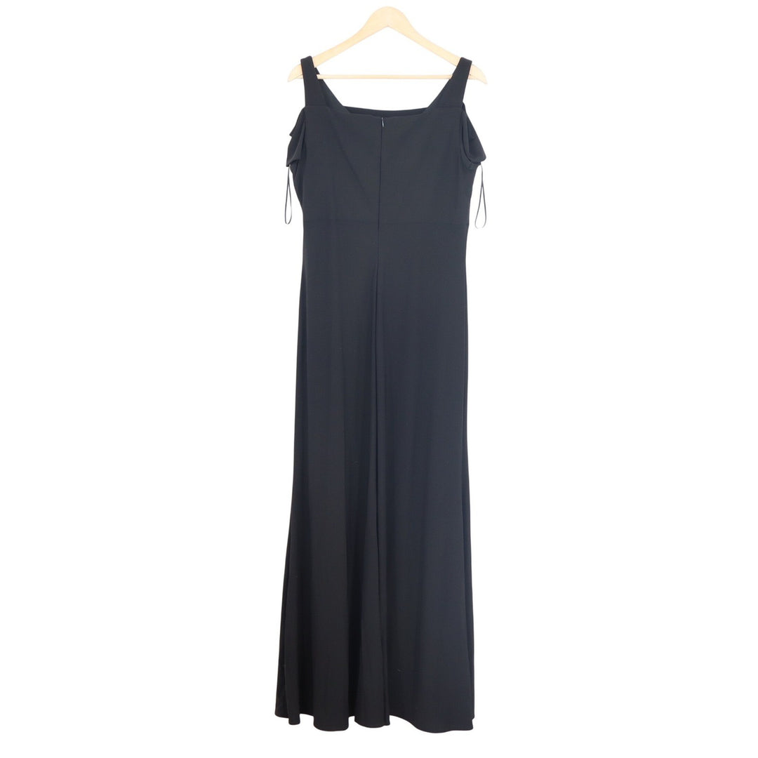 Nightway Womens Black Cold Shoulder Ruffle Sleeve Formal Gown Dress Size 14