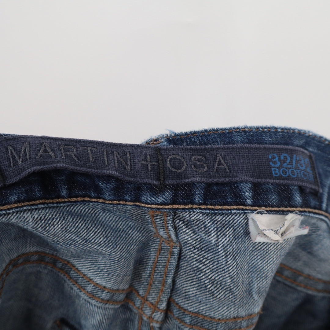 Martin + Osa Mens Bootcut Jeans Blue Medium Wash 100% Cotton 32x32 Distressed