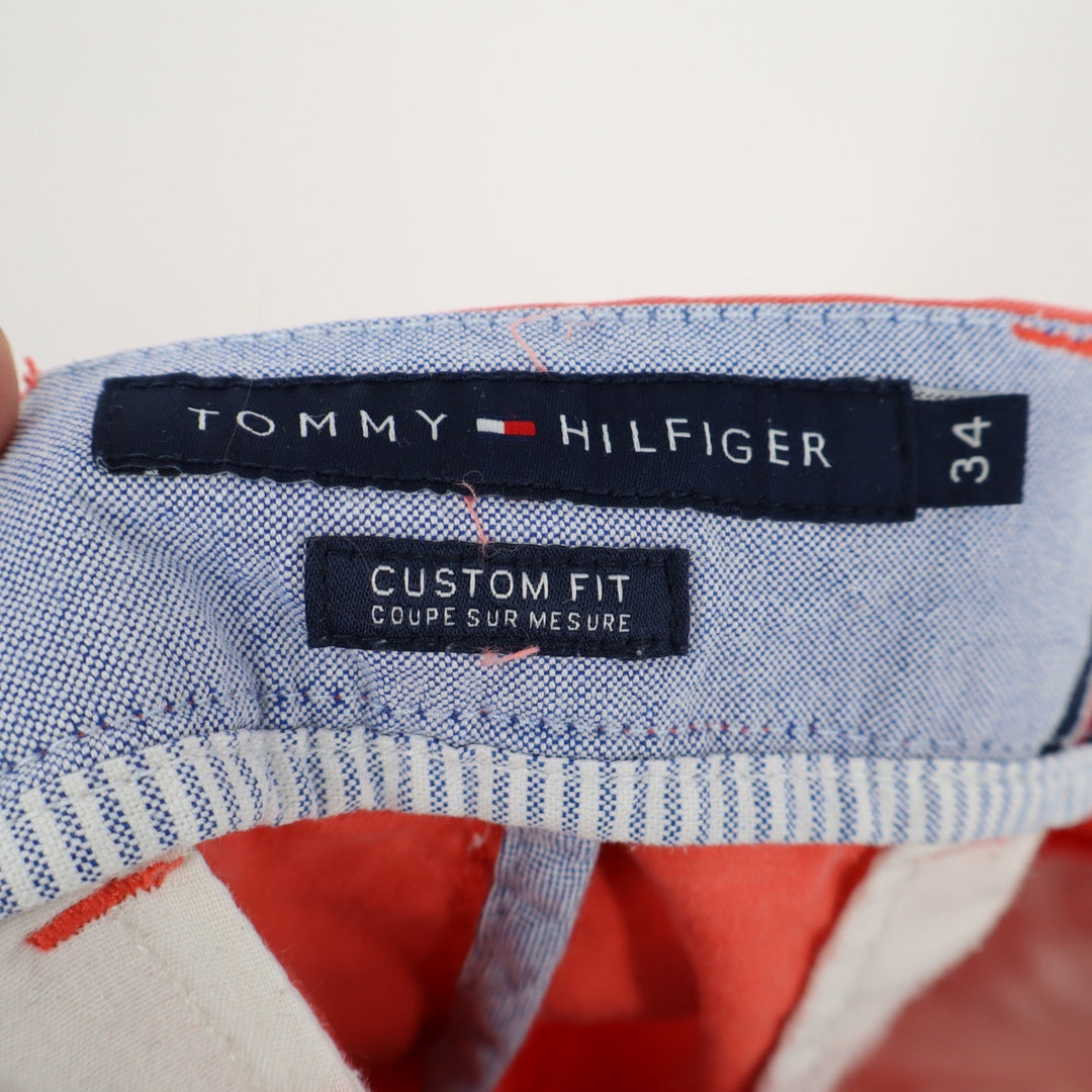 Tommy Hilfiger Mens Custom Fit Chino Shorts Coral Orange Cotton Size 34